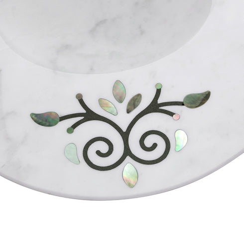 Round Serving Platter with Mother of Pearl Inlay