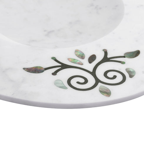 Round Serving Platter with Mother of Pearl Inlay