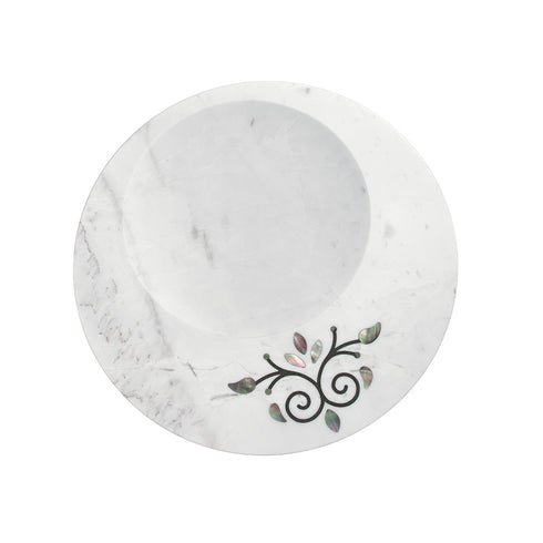 Round Serving Platter with Mother of Pearl Inlay