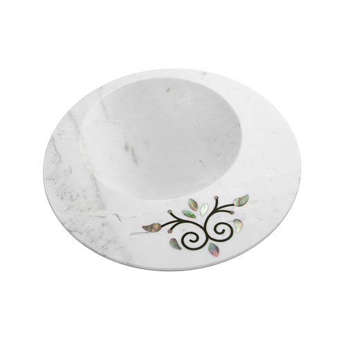 Round Serving Platter with Mother of Pearl Inlay