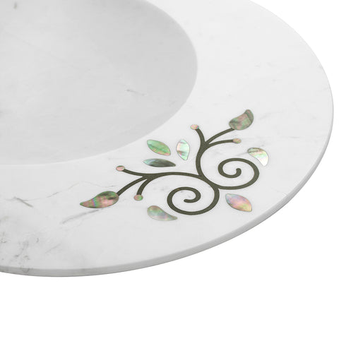 Round Serving Platter with Mother of Pearl Inlay