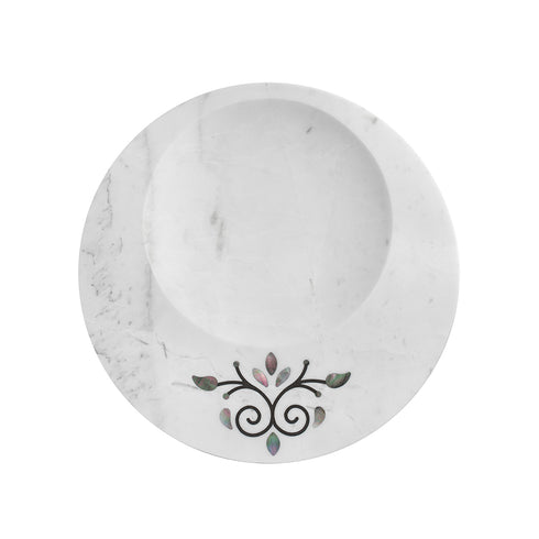 Round Serving Platter with Mother of Pearl Inlay