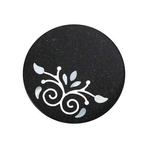 Black Stone Coasters with Mother of Pearl Inlay (Set of 4)