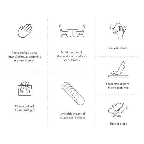 Black Stone Coasters with Mother of Pearl Inlay (Set of 4)