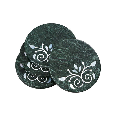Elegant Coasters in Marble with Mother of Pearl (Set of 4)