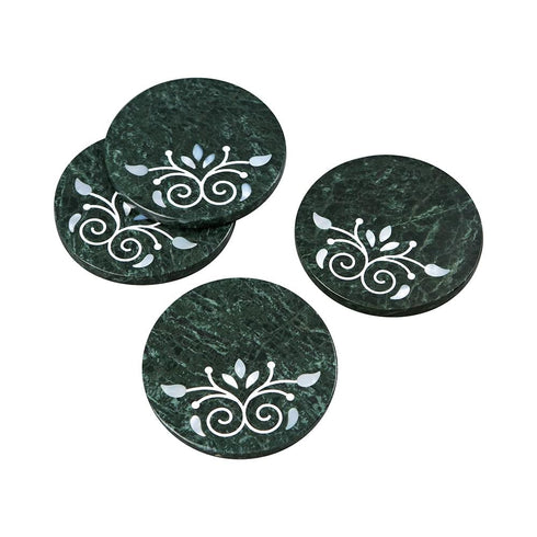 Elegant Coasters in Marble with Mother of Pearl (Set of 4)