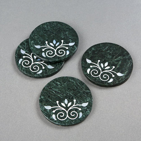 Elegant Coasters in Marble with Mother of Pearl (Set of 4)