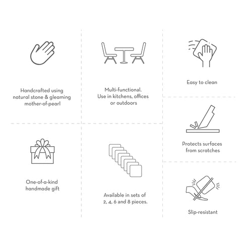 Natural Stone Coasters with Abalone Shell Inlay (Set of 4)