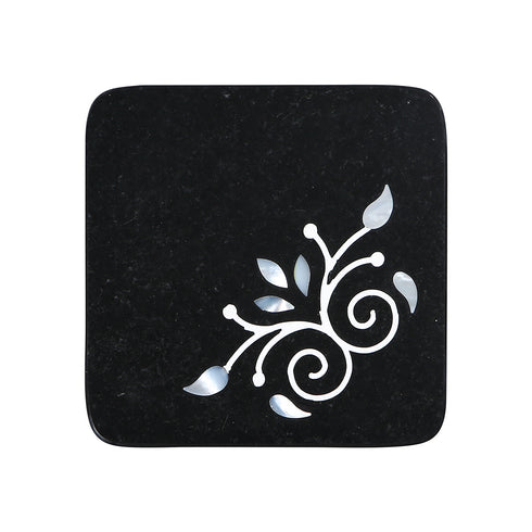 Natural Stone Coasters with Abalone Shell Inlay (Set of 4)