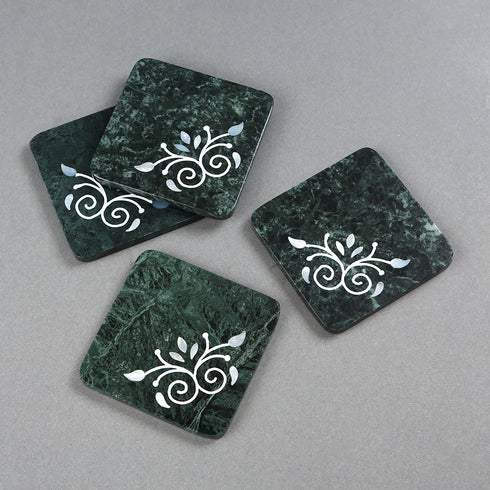Stone Coasters in Marble and Mother of Pearl (Set of 4)