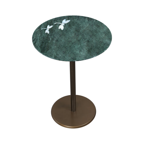 Green Marble and Abalone Shell Accent Table