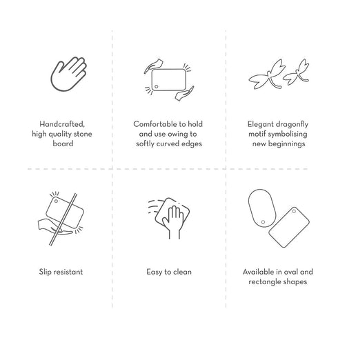 Black Stone Cutting Board with Mother of Pearl Inlay