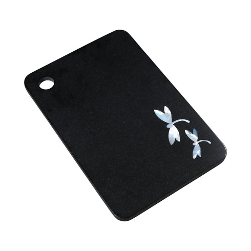 Black Stone Cutting Board with Mother of Pearl Inlay