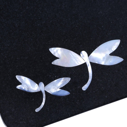 Black Stone Cutting Board with Mother of Pearl Inlay