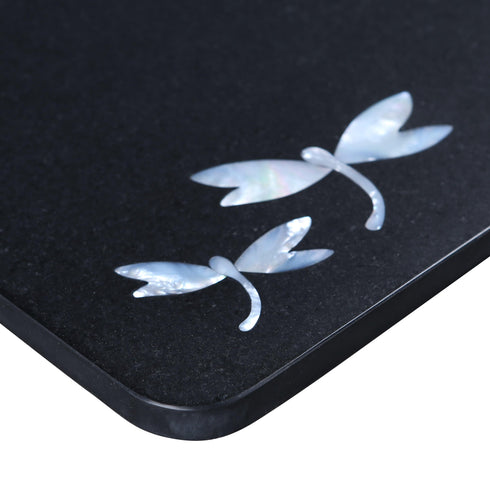 Black Stone Cutting Board with Mother of Pearl Inlay