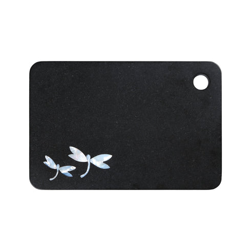Black Stone Cutting Board with Mother of Pearl Inlay