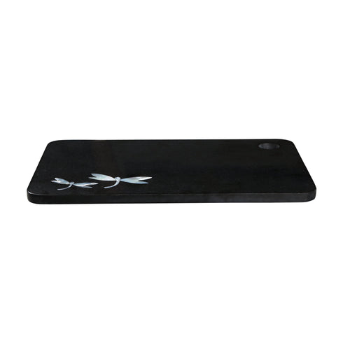 Black Stone Cutting Board with Mother of Pearl Inlay