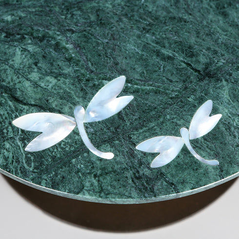 Green Marble Cake Stand with Mother of Pearl Inlay