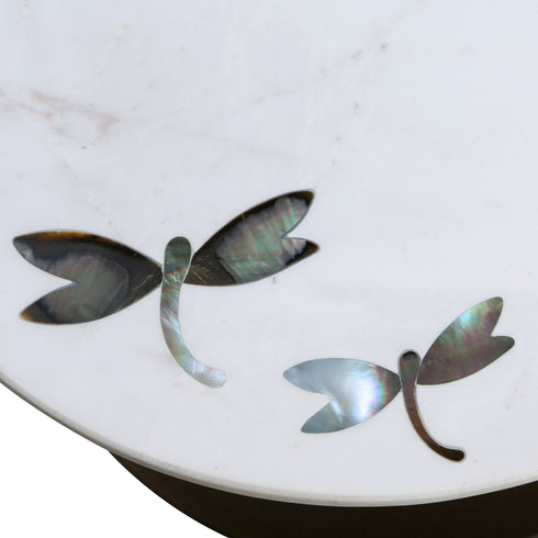 Marble Round with Abalone Shell Inlay Cake StandÂ