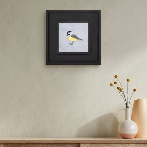 Wall Decor with Stone and Brass Inlay