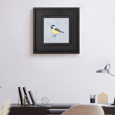 Wall Decor with Stone and Brass Inlay