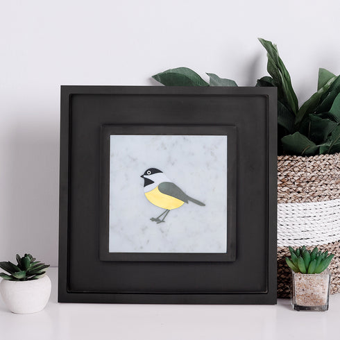 Wall Decor with Stone and Brass Inlay