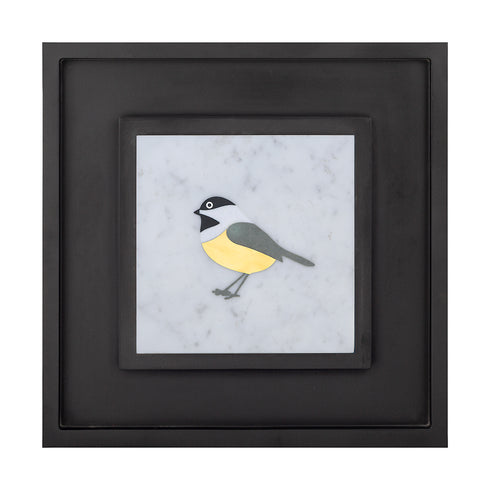 Wall Decor with Stone and Brass Inlay