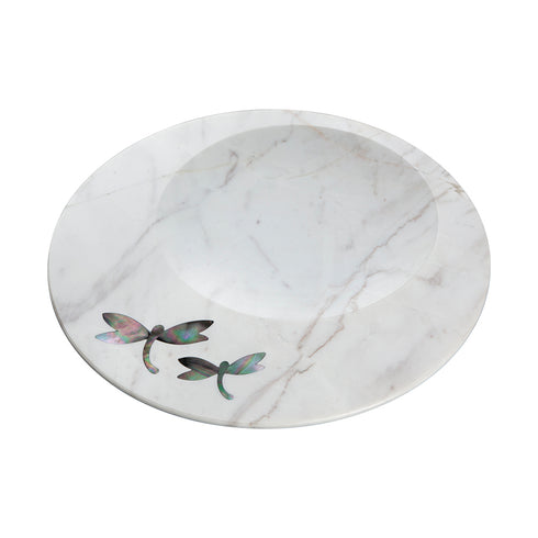 Marble Serving Platter with Mother of Pearl Inlay,