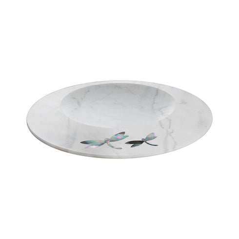 Marble Serving Platter with Mother of Pearl Inlay,