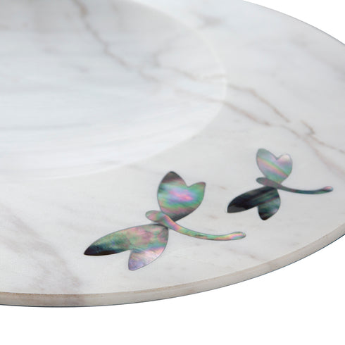 Marble Serving Platter with Mother of Pearl Inlay,