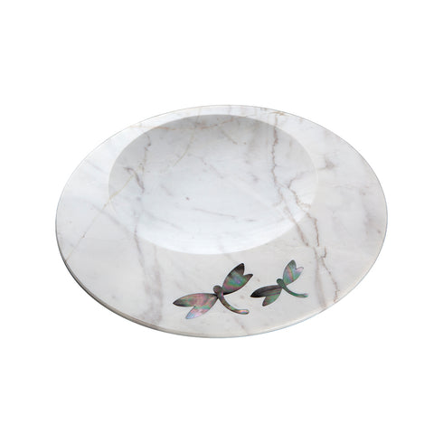 Marble Serving Platter with Mother of Pearl Inlay,