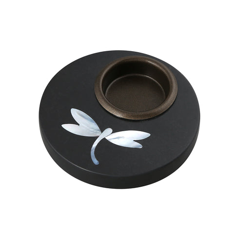 Round Tea Light Holder with Mother of Pearl Inlay