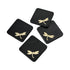 Square Black Stone Coasters with Brass Inlay (Set of 4)