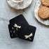 Square Black Stone Coasters with Brass Inlay (Set of 4)