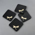Square Black Stone Coasters with Brass Inlay (Set of 4)