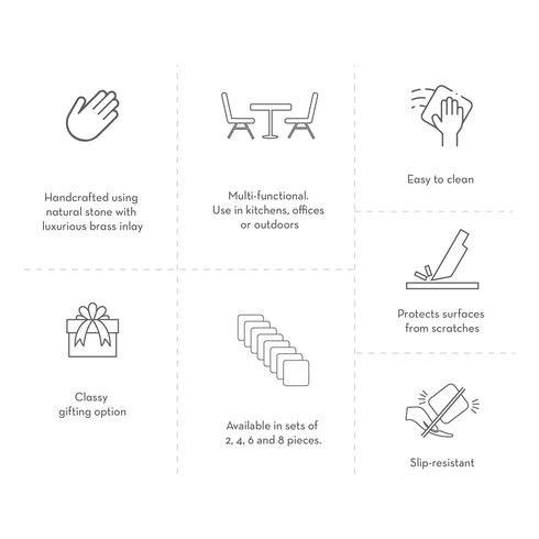 Modern Square Coasters with Abalone Shell Inlay (Set of 4)