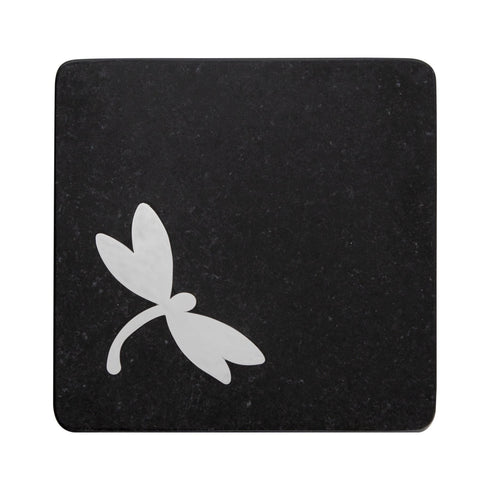 Black Marble Coaster with Stainless Steel Inlay (Set of 4)