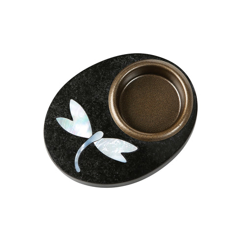 Oval Stone Tea Light Holder with Mother-of-Pearl