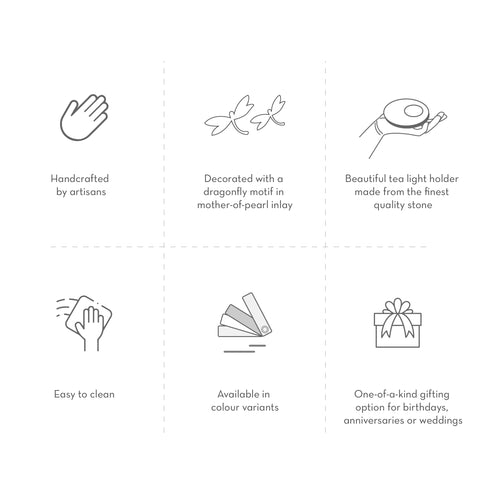 Oval Stone Tea Light Holder with Mother-of-Pearl