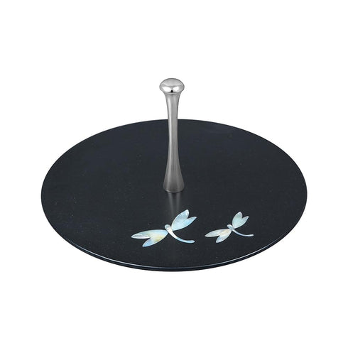 Black Tier Tray with Abalone Shell Inlay