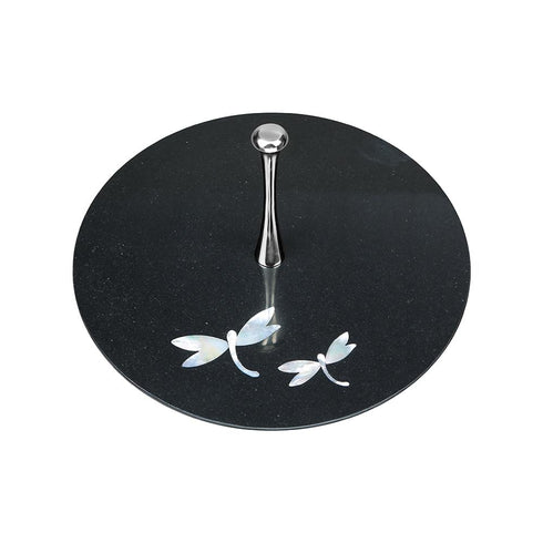 Black Tier Tray with Abalone Shell Inlay