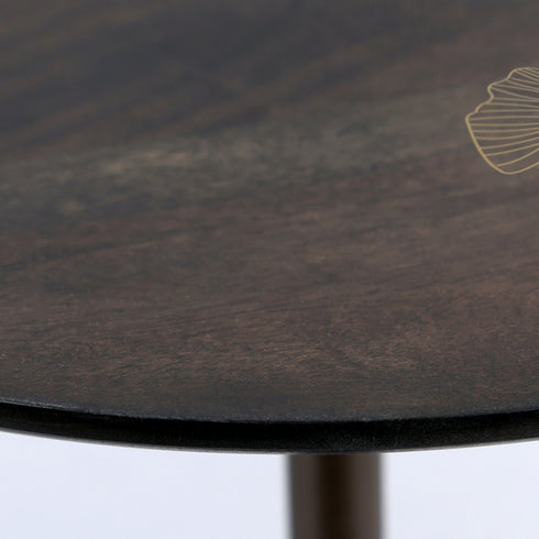 Wood and Brass Accent Table with Tarkashi Art