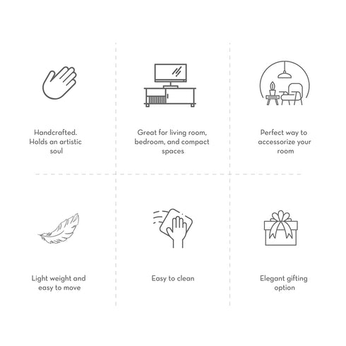 Wood and Brass Accent Table with Tarkashi Art