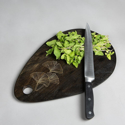 Acacia Wooden Cutting Board with Brass Inlay