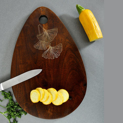 Wooden Cutting Board with Brass Inlay
