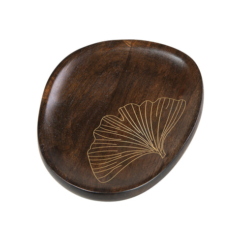 Small Wood and Brass Serving Platter