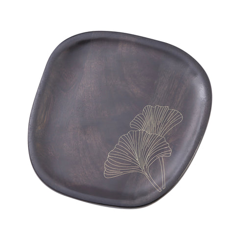 Handmade Wood and Brass Serving Platter