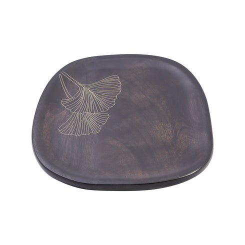 Handmade Wood and Brass Serving Platter