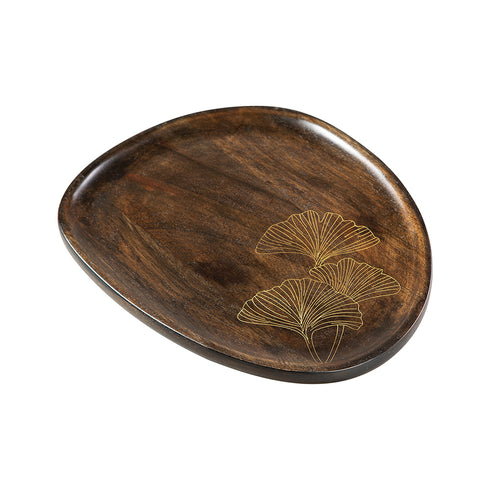 Wooden with Brass Serving Platter