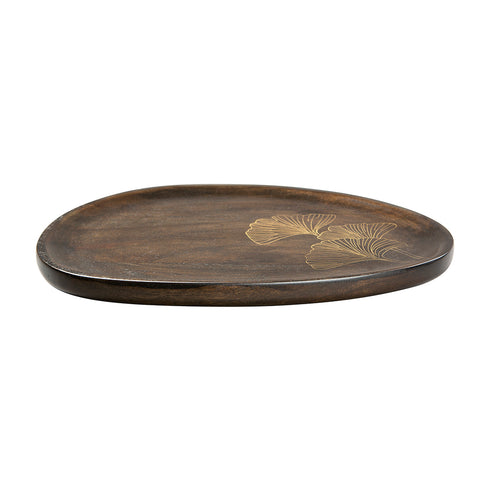 Wooden with Brass Serving Platter